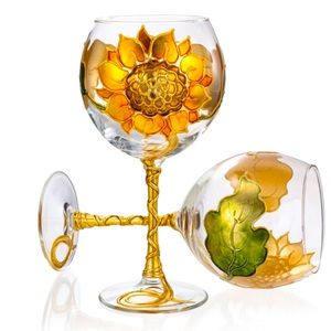 Uno Alla Volta Wine Glass Sunflower